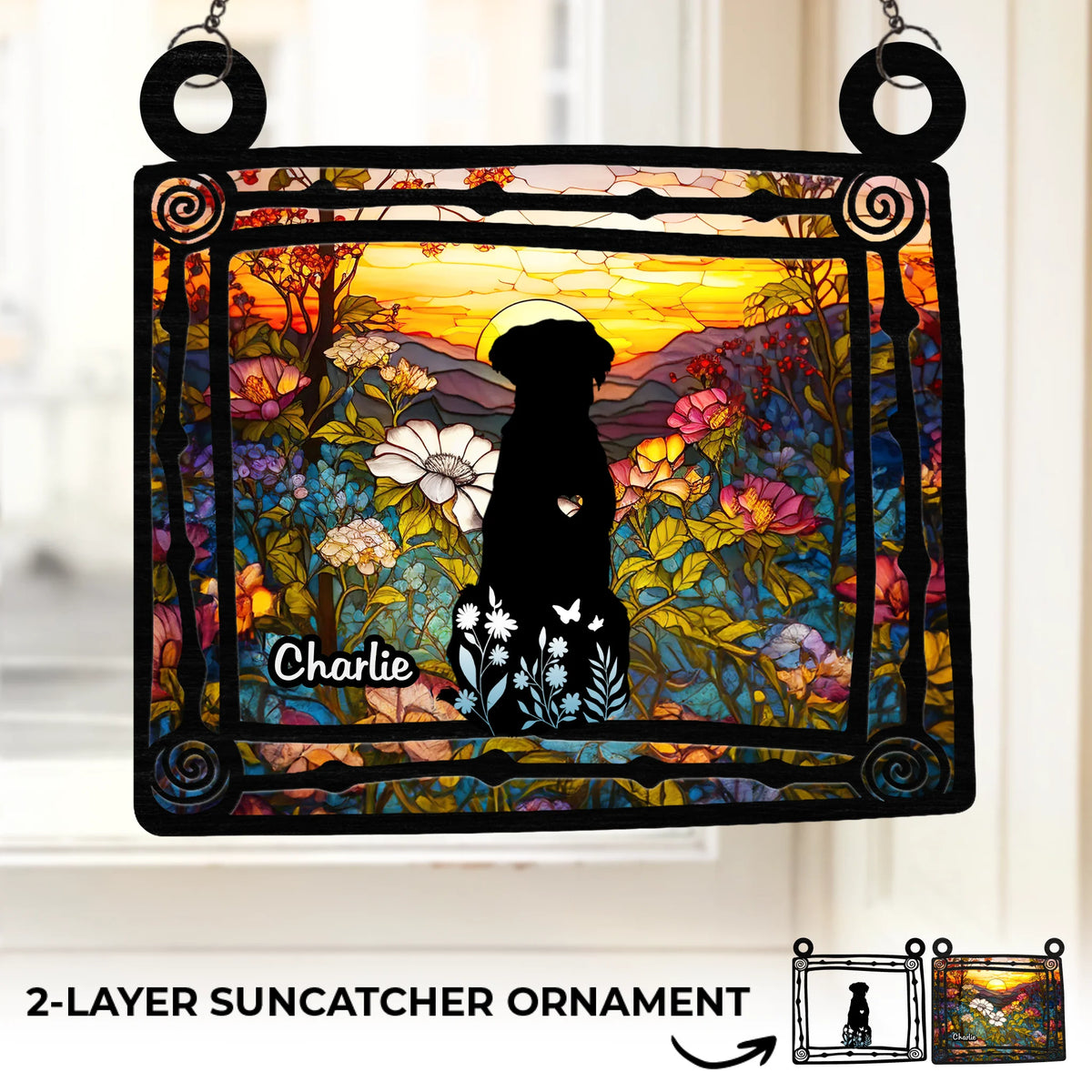 Ornement attrape-soleil personnalisé à suspendre à une fenêtre – Cadeaux commémoratifs personnalisés pour animaux de compagnie – Un cœur plein de souvenirs