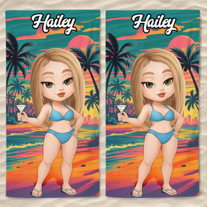 Custom Beach Towel - Personalized Summer Vacation And Travel Gifts For Women, Men - Sandy Toes, Sassy Nose