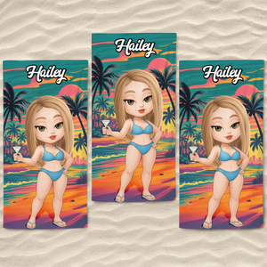 Custom Beach Towel - Personalized Summer Vacation And Travel Gifts For Women, Men - Sandy Toes, Sassy Nose