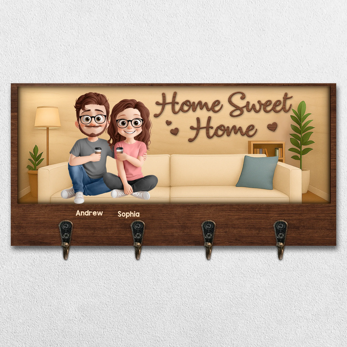 Porte-clés personnalisé pour la maison - Cadeaux d'anniversaire de mariage personnalisés pour mari et femme, lui et elle - Home Sweet Home