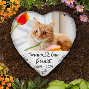 Photo personnalisée : les choses ont une fin, mais les souvenirs durent pour toujours - Pierre commémorative personnalisée en forme de cœur - Cadeau de condoléances pour les propriétaires d'animaux et les amoureux des animaux