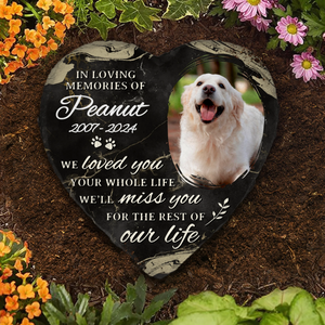 Photo personnalisée « Nous t'avons aimé toute ta vie » - Pierre commémorative personnalisée en forme de cœur - Cadeau de condoléances pour les propriétaires d'animaux et les amoureux des animaux