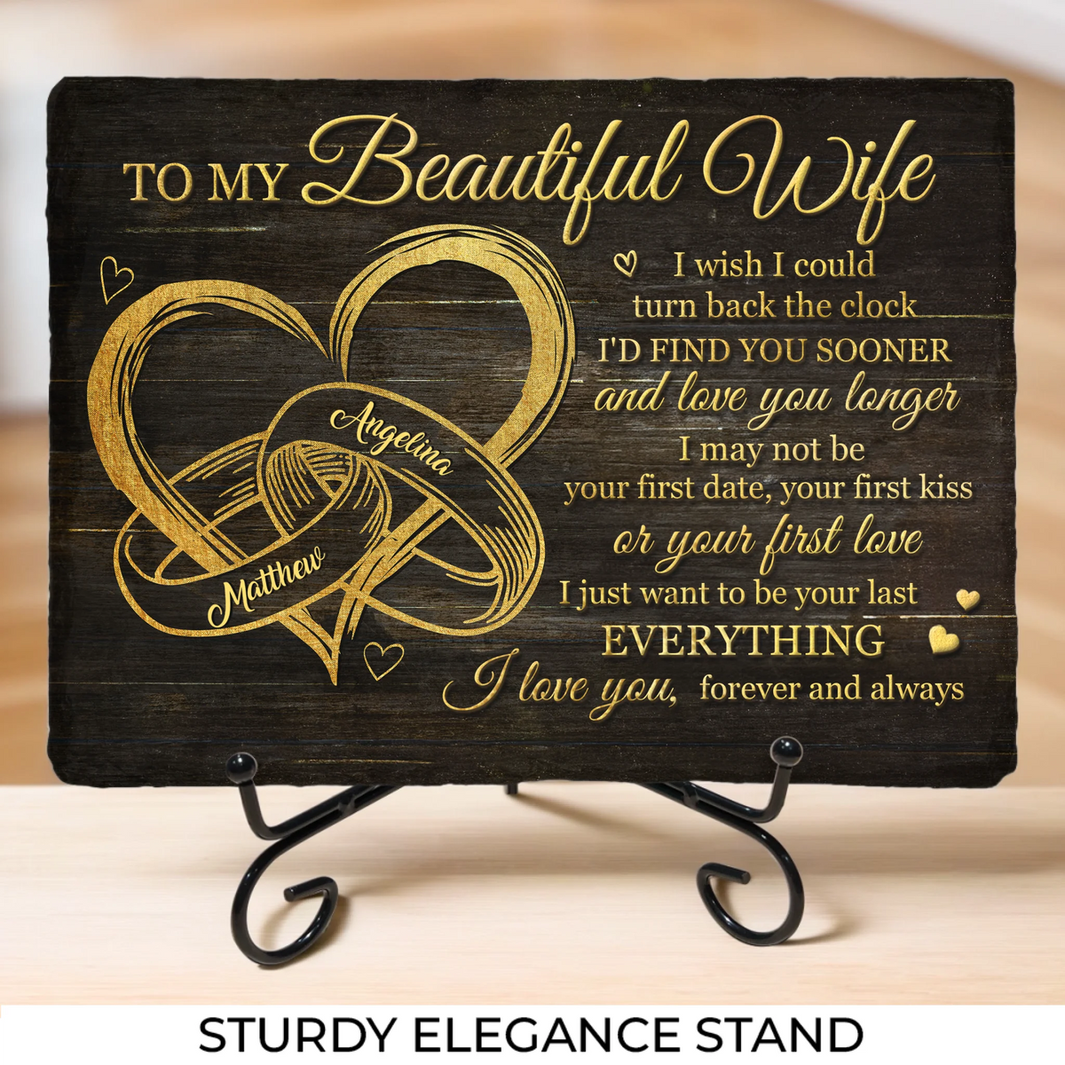 Je veux juste être ton dernier tout - Pierre rectangulaire personnalisée avec support pour couple - Cadeau pour mari et femme, anniversaire