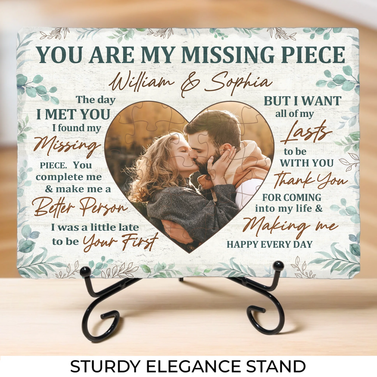 Photo personnalisée « Je veux que tous mes derniers jours soient avec toi » - Pierre rectangulaire personnalisée avec support pour couple - Cadeau pour mari et femme, anniversaire