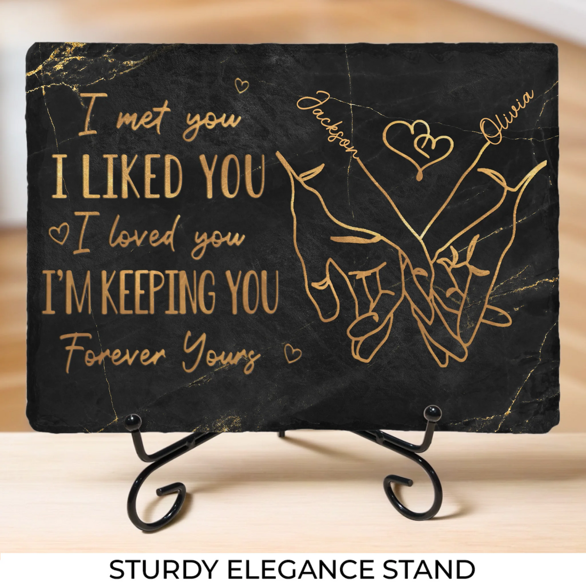 Je t'aime, à toi pour toujours - Pierre rectangulaire personnalisée avec support pour couple - Cadeau pour mari et femme, anniversaire