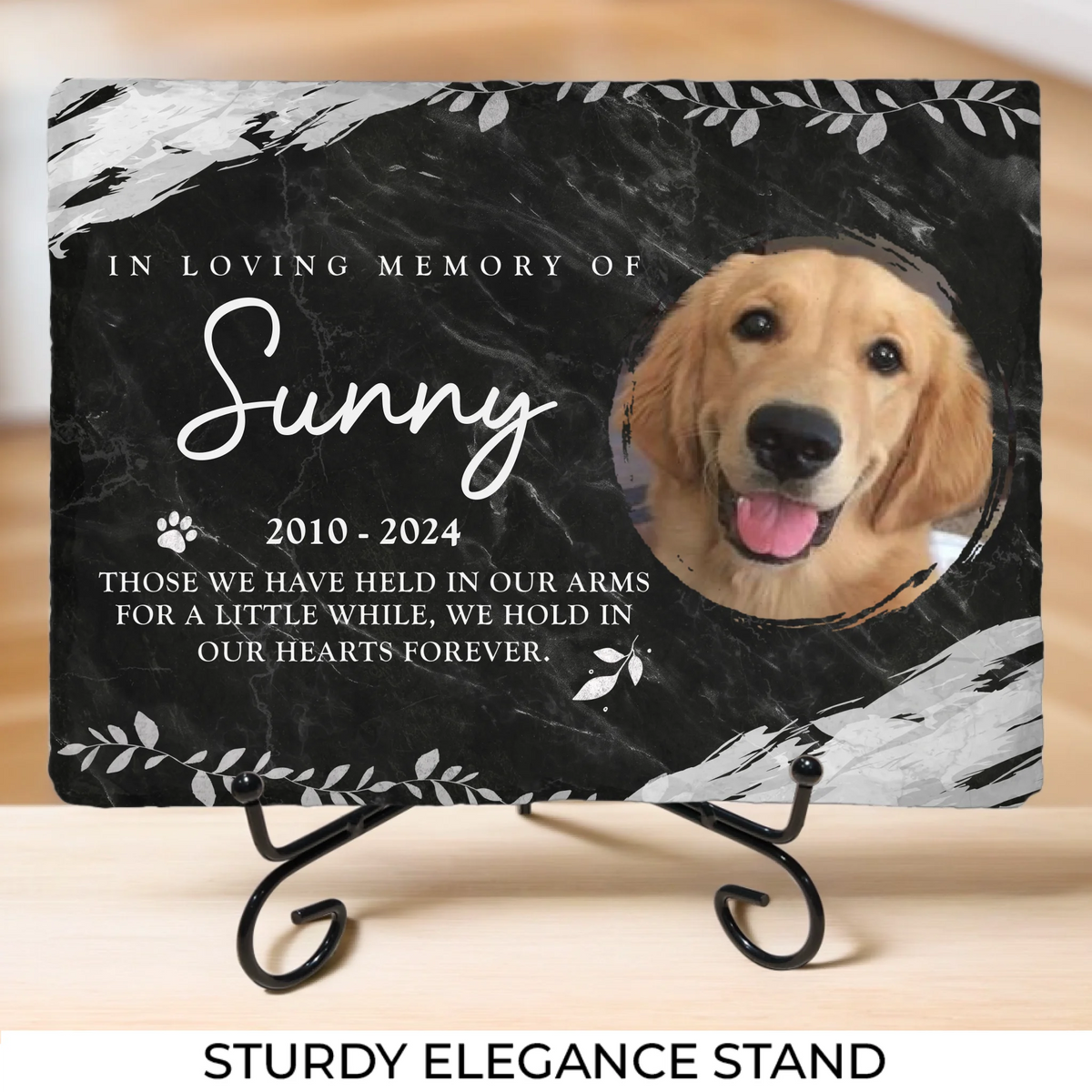 Photo personnalisée « Ne pleurez pas pour moi quand je serai parti » - Pierre commémorative rectangulaire personnalisée avec support - Cadeau de condoléances pour les propriétaires d'animaux et les amoureux des animaux