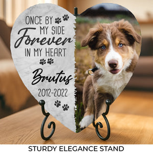 Photo personnalisée « Pour toujours dans mon cœur » – Pierre commémorative personnalisée en forme de cœur – Nouveauté, cadeau de condoléances pour les propriétaires et les amoureux des animaux – AMZ