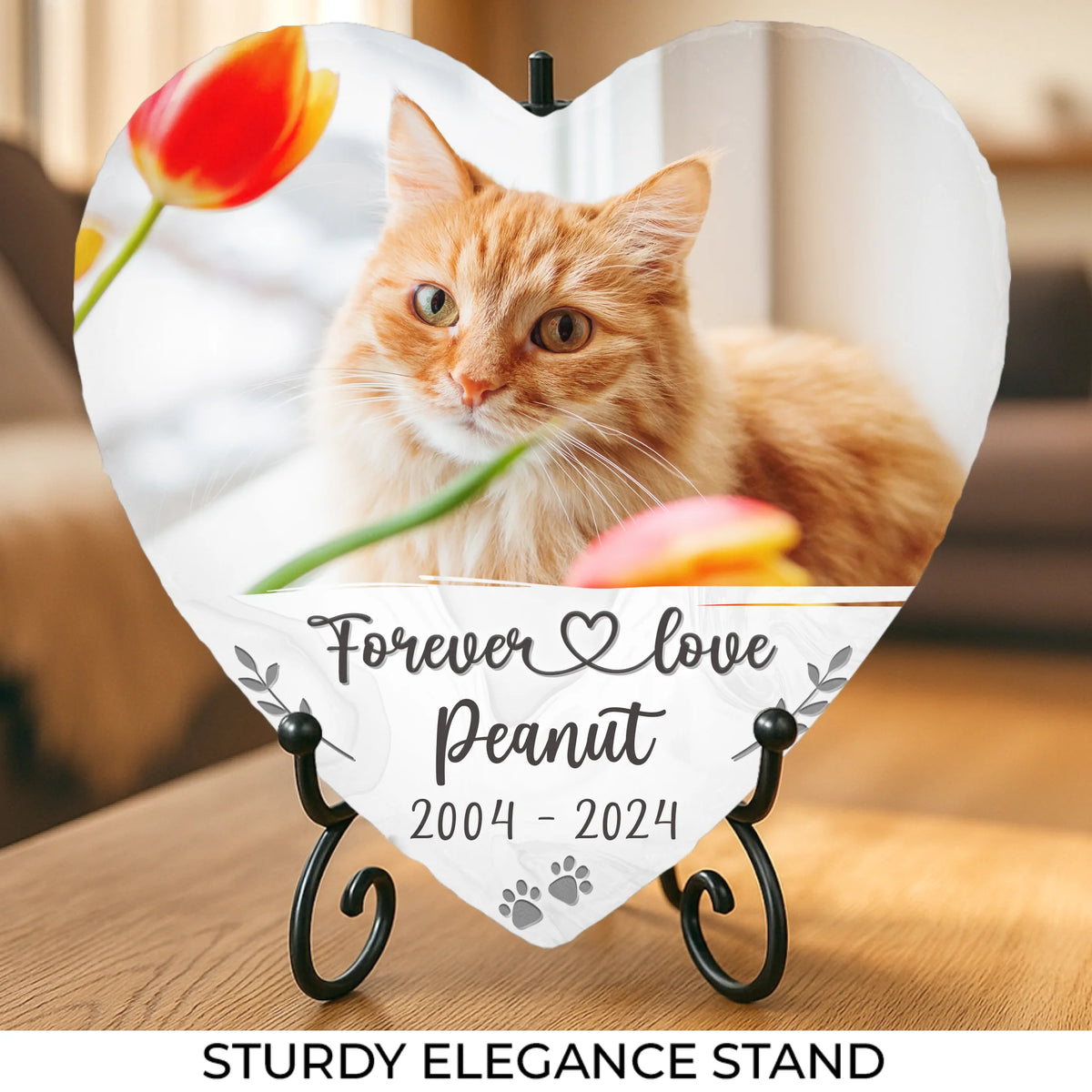 Photo personnalisée : les choses ont une fin, mais les souvenirs durent pour toujours - Pierre commémorative personnalisée en forme de cœur - Cadeau de condoléances pour les propriétaires d'animaux et les amoureux des animaux
