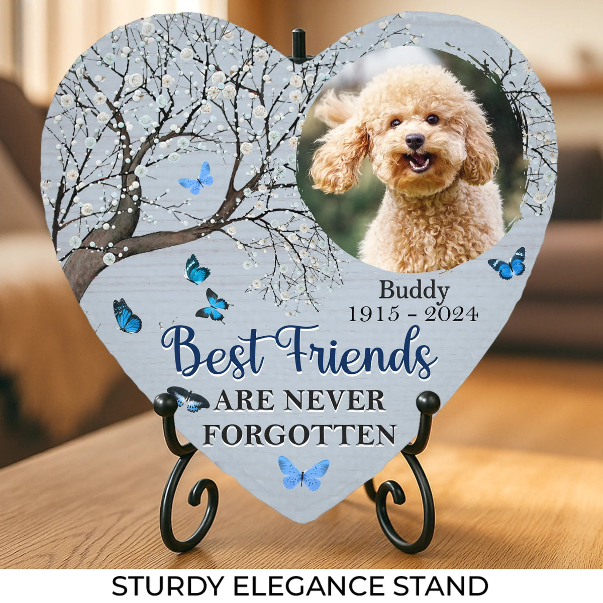 Photo personnalisée « Tu étais mon préféré », « Bonjour » - Pierre commémorative personnalisée en forme de cœur - Cadeau de condoléances pour les propriétaires d'animaux et les amoureux des animaux