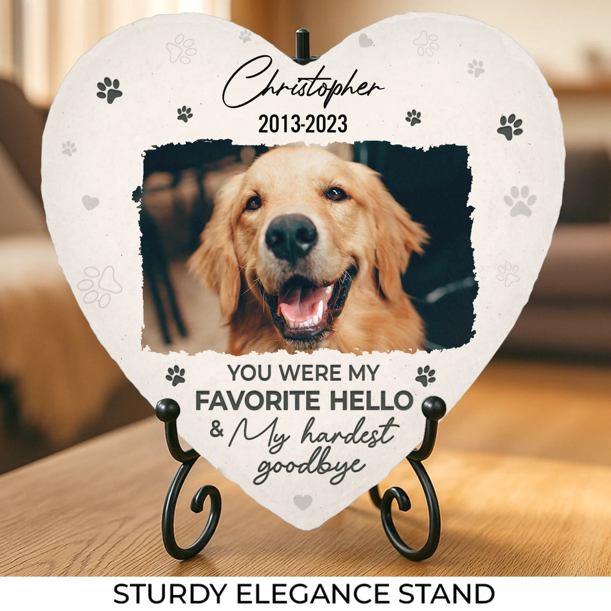 You were My Favorite Hello - Memorial Personalized Custom Heart Shaped Memorial Stone - New Arrival, Sympathy Gift For Pet Owners, Pet Lovers AMZ
