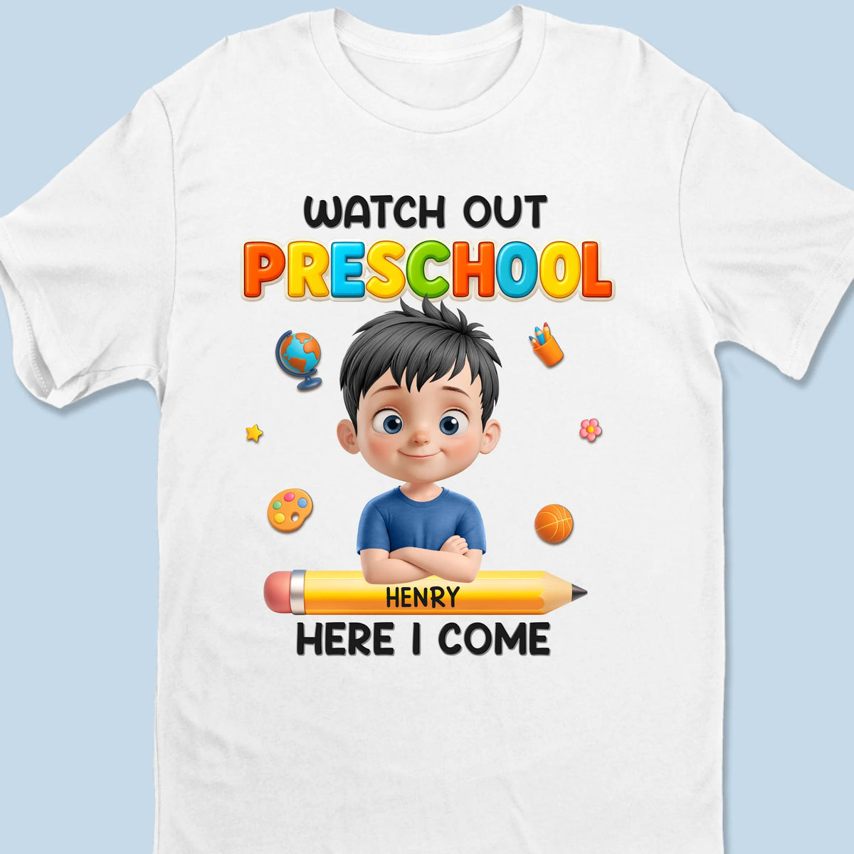 T-shirt personnalisé pour enfants - Cadeaux de rentrée scolaire personnalisés pour enfants - Intelligents, forts et curieux