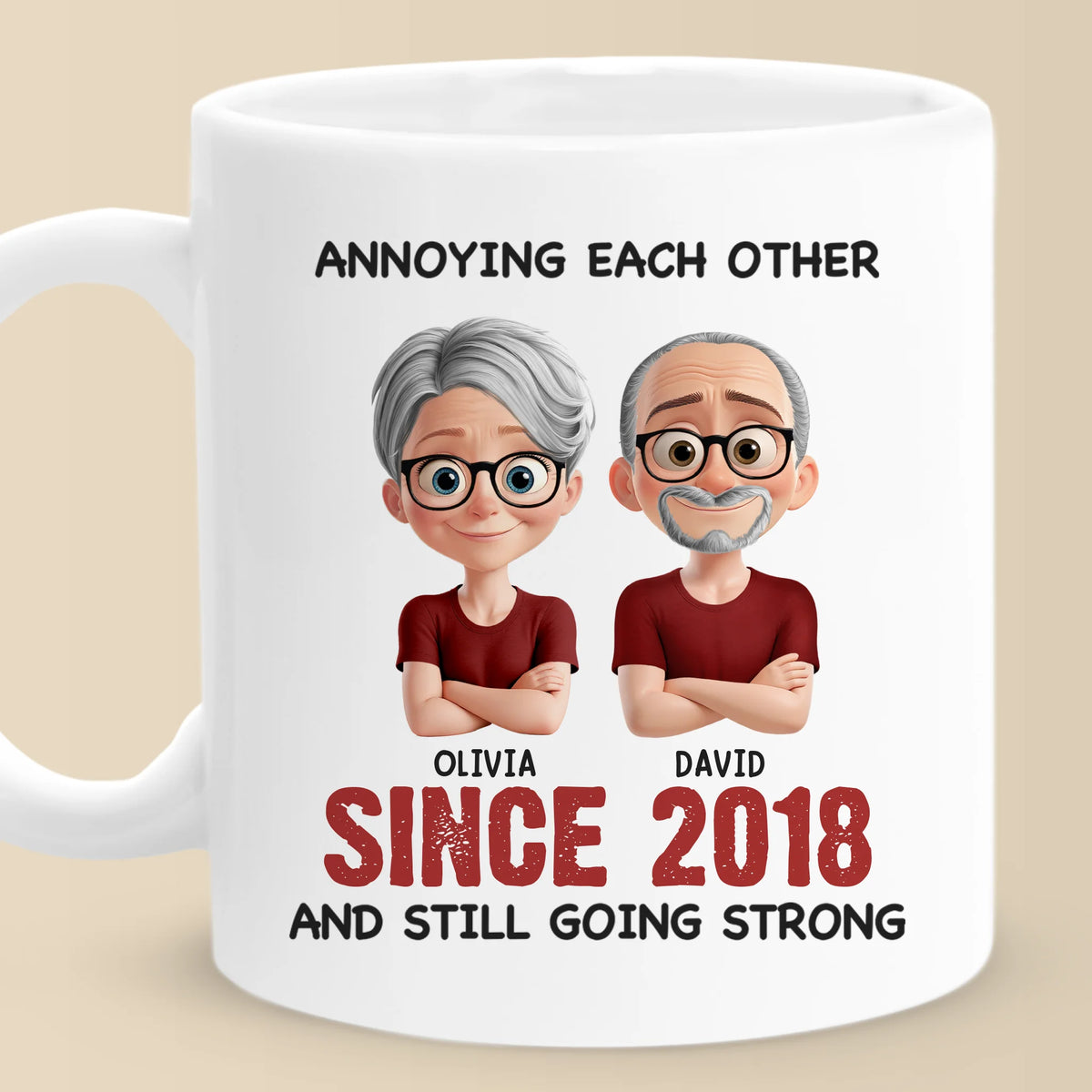 Mug personnalisé - Cadeaux d'anniversaire de mariage personnalisés pour mari et femme, lui et elle - Votre dose quotidienne de malice