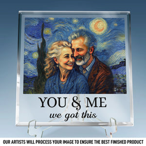 Custom Photo Square Shaped Acrylic Plaque - Personalized  Anniversary Wedding Gifts For Husband And Wife, Him And Her - You & Me, Written In The Stars