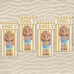 Custom Beach Towel - Personalized Summer Vacation And Travel Gifts For Family, Kids - Poolside Cuteness Overload