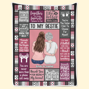 Custom Blanket - Personalized Best Friend Christmas Birthday Gifts For Women, Besties, Sisters, BFF - Always Better With My BFF