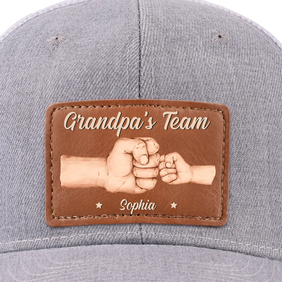 Équipe Papa, pas de substituts - Casquette personnalisée en cuir avec patch - Fête des Pères, cadeau pour papa, grand-père