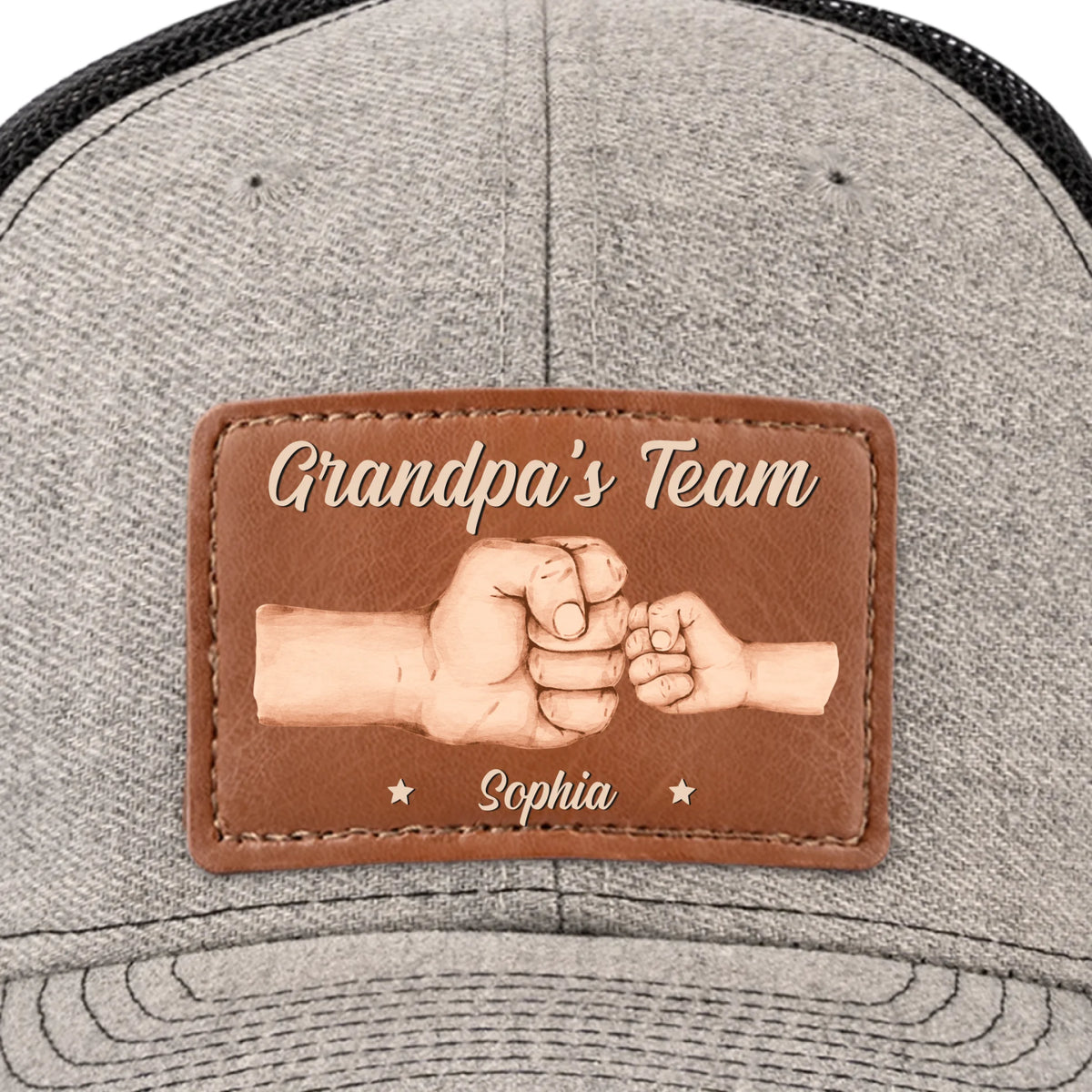 Équipe Papa, pas de substituts - Casquette personnalisée en cuir avec patch - Fête des Pères, cadeau pour papa, grand-père