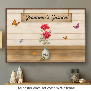 Fleurs de mon cœur - Affiche horizontale personnalisée pour la famille - Cadeau pour la fête des mères, maman, grand-mère