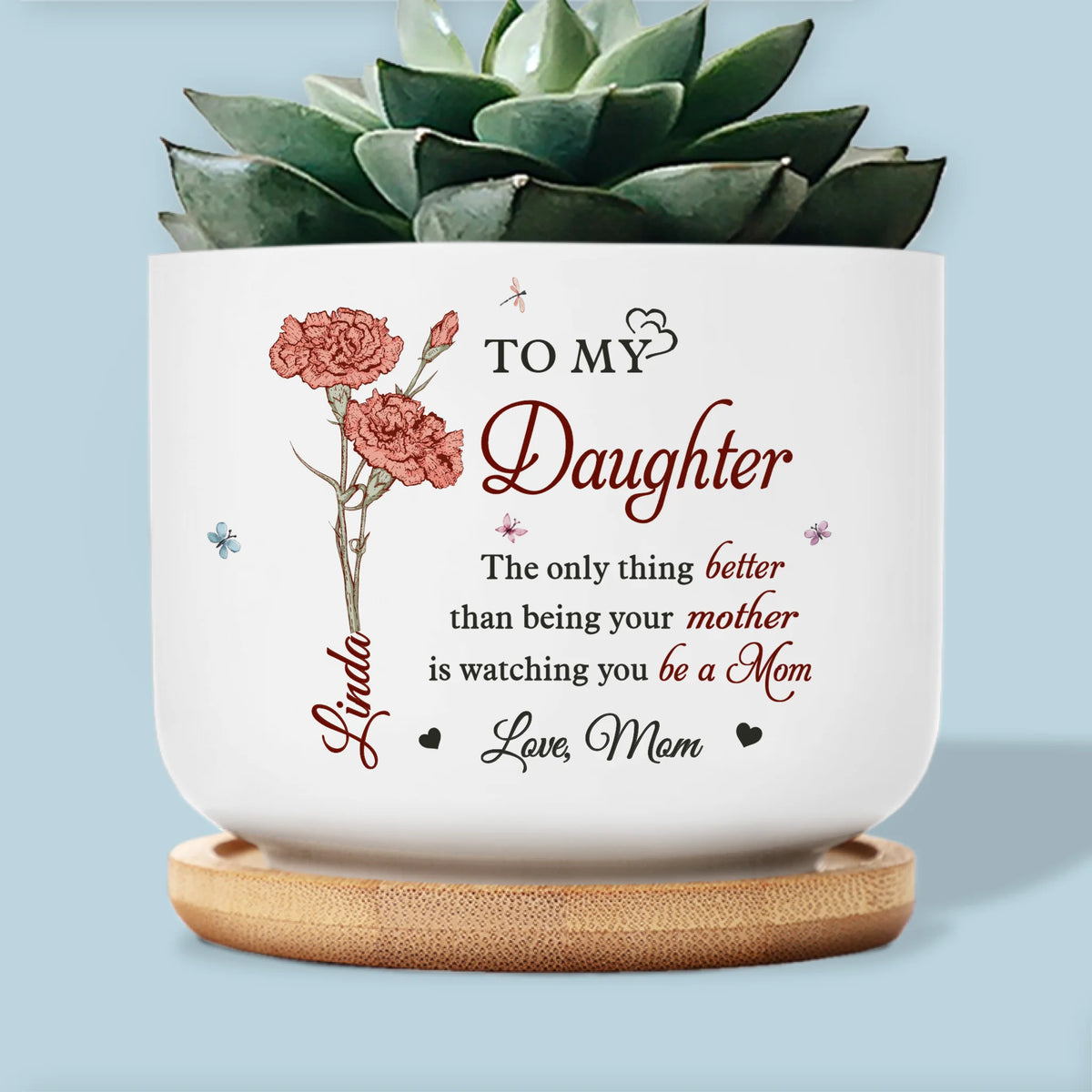 De mon cœur, tu as grandi - Pot de fleurs en céramique personnalisé pour la maison - Cadeau de fête des mères, de pendaison de crémaillère pour maman et fille
