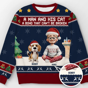 Custom Unisex Ugly Sweatshirt - Personalized  Christmas Birthday Gifts For Dog Cat Lovers, Dog Dad And Mom, Cat Owners - Santa Paws Approved