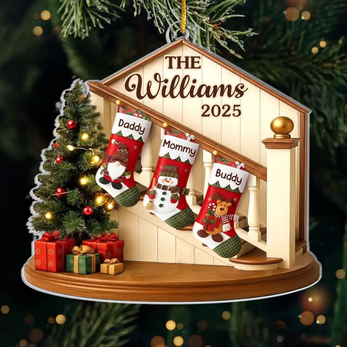 Custom Acrylic Ornament - Personalized Christmas Birthday Gifts For Mom, Dad, Brother, Sister, Kids - Family Our Forever Treasure