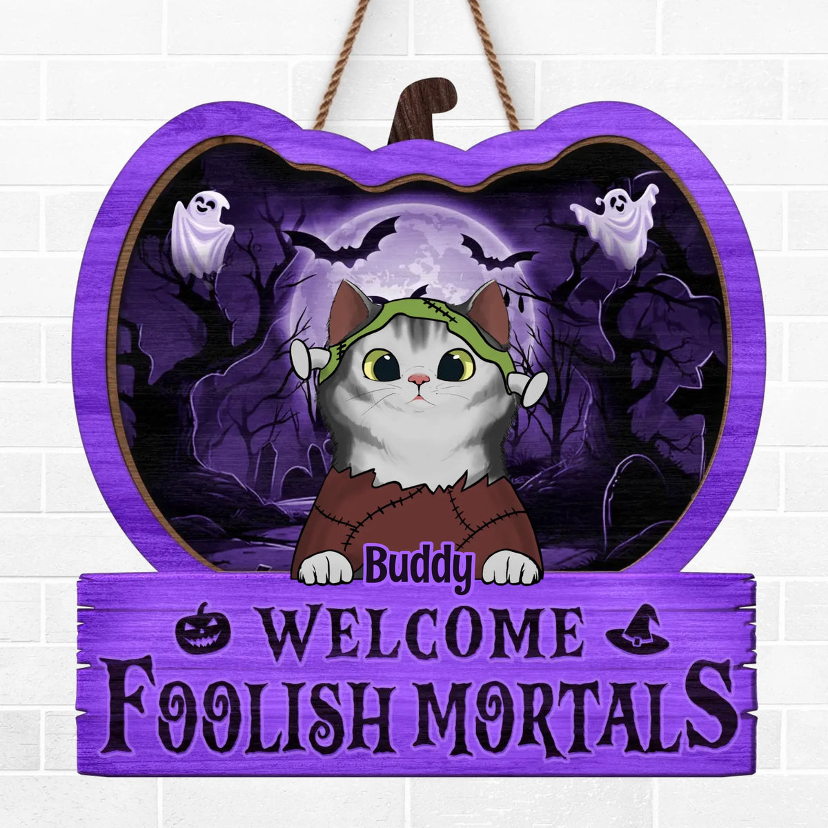 Sorcière, mieux vaut avoir mes friandises ! Panneau en bois personnalisé pour chat, décoration d'intérieur ! Cadeau d'Halloween pour les propriétaires et les amoureux des animaux.