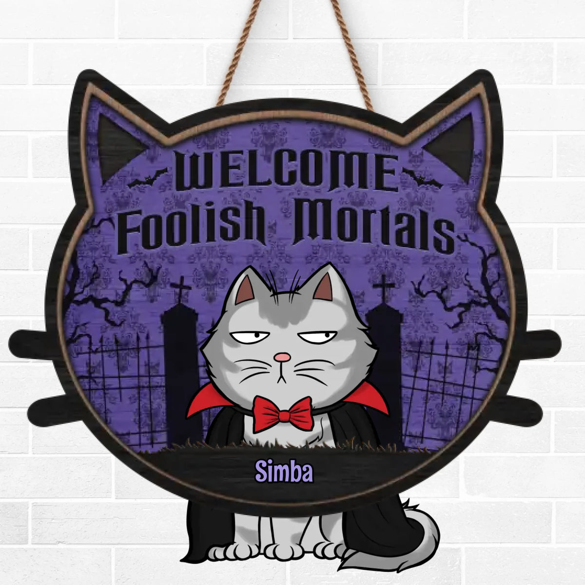 Félin, l'esprit d'Halloween - Panneau en bois personnalisé pour décoration d'intérieur - Cadeau d'Halloween, cadeau de pendaison de crémaillère pour propriétaires et amoureux des animaux