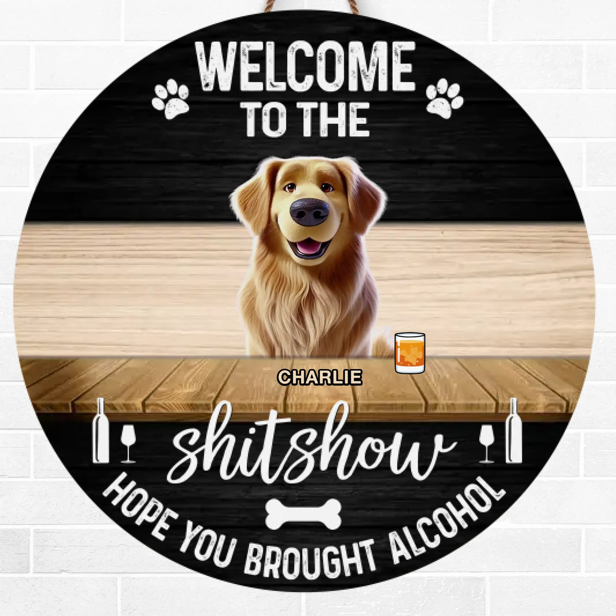 Partez sans friandises pour chien ! Panneau en bois personnalisé pour décoration d'intérieur, cadeau de pendaison de crémaillère pour propriétaires et amoureux des animaux.