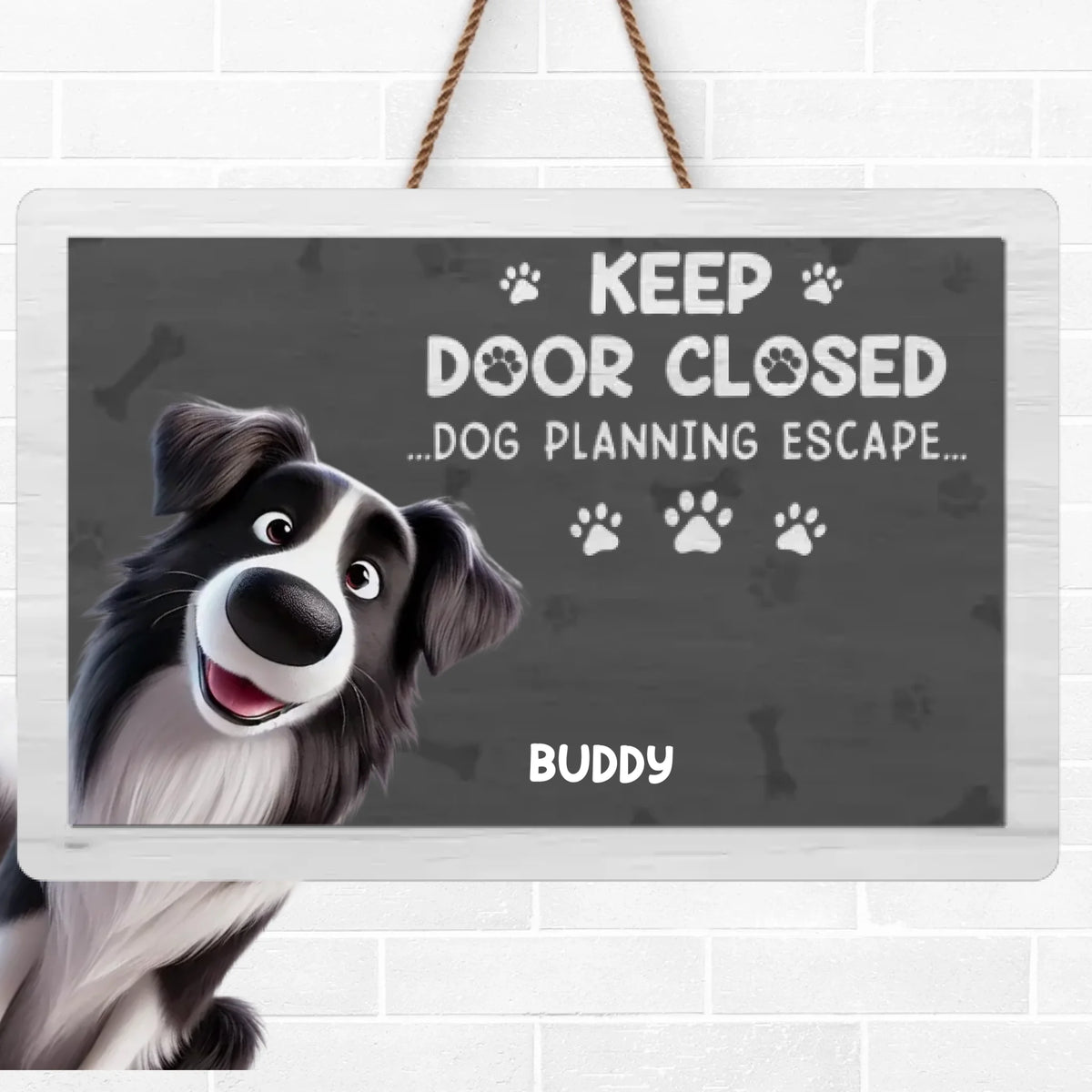 Pattes moelleuses, maison heureuse - Panneau en bois personnalisé pour chien et chat - Cadeau de pendaison de crémaillère pour propriétaires et amoureux des animaux