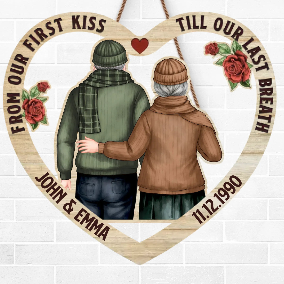 Mon amour unique et éternel - Panneau en bois personnalisé pour couple - Cadeau pour mari et femme, anniversaire