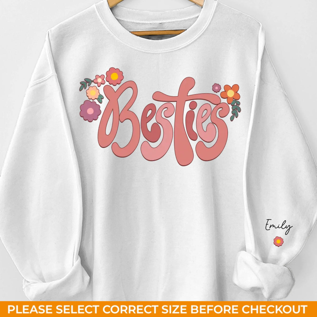 Sweat-shirt unisexe personnalisé « Friends Until The End » avec motif sur la manche - Cadeau pour meilleures amies, meilleures amies, sœurs