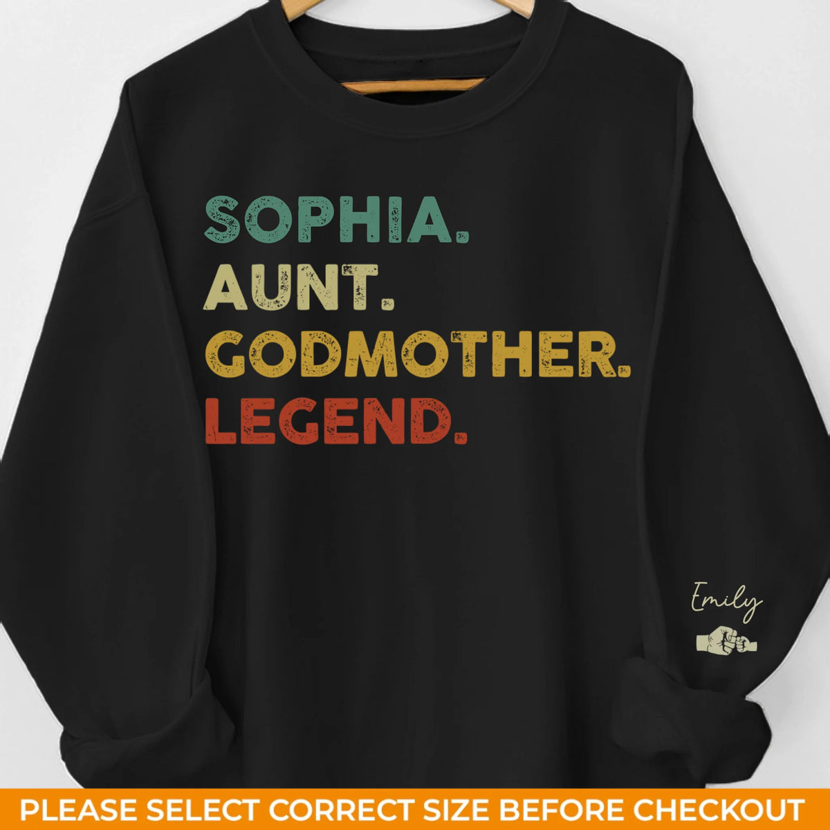 Tante, Marraine, Légende - Sweat-shirt unisexe personnalisé avec motif sur la manche - Cadeau pour les membres de la famille