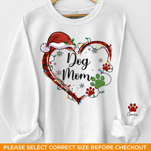 Bisous de gui et empreintes de pattes dans la neige - Sweat-shirt unisexe personnalisé pour chien et chat avec motif sur la manche - Cadeau de Noël pour propriétaires et amoureux des animaux