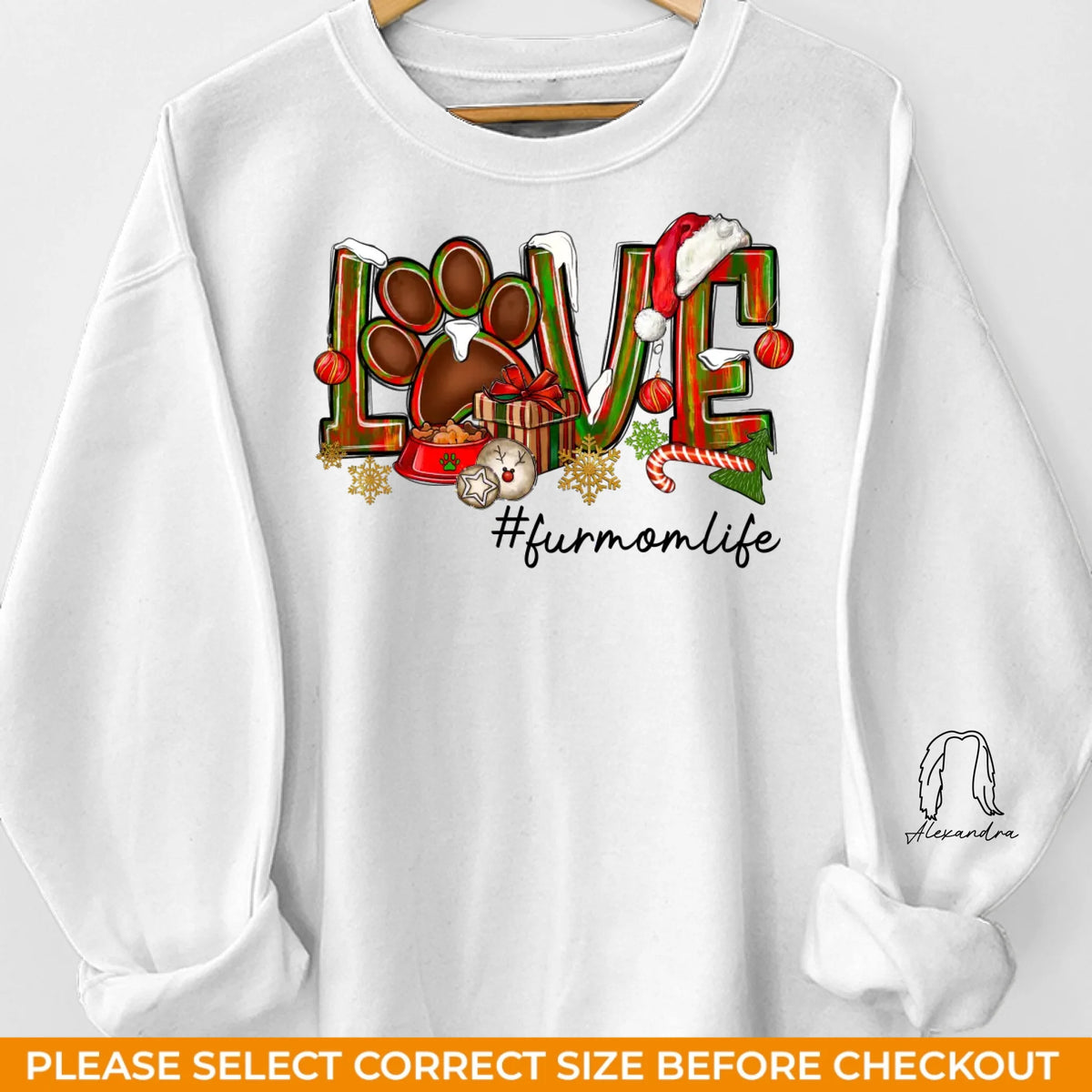 Pattes et joie, c'est ma joie de Noël - Sweat-shirt unisexe personnalisé pour chien et chat avec motif sur la manche - Cadeau de Noël pour les propriétaires d'animaux et les amoureux des animaux