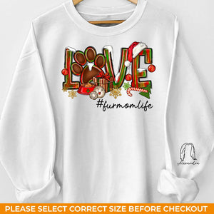 Pattes et joie, c'est ma joie de Noël - Sweat-shirt unisexe personnalisé pour chien et chat avec motif sur la manche - Cadeau de Noël pour les propriétaires d'animaux et les amoureux des animaux