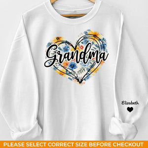 Grand-mère, nous t'aimons de tout notre cœur - Sweat-shirt unisexe personnalisé avec motif sur la manche - Cadeau pour maman, grand-mère