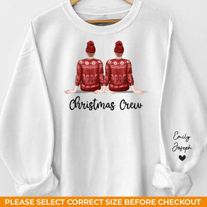 Sweat-shirt unisexe personnalisé avec motif sur la manche - Cadeau de Noël pour les membres de la famille