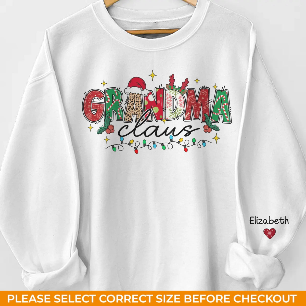 L'amour de grand-mère remplit Noël de joie - Sweat-shirt unisexe personnalisé avec motif sur la manche - Cadeau de Noël pour maman et grand-mère