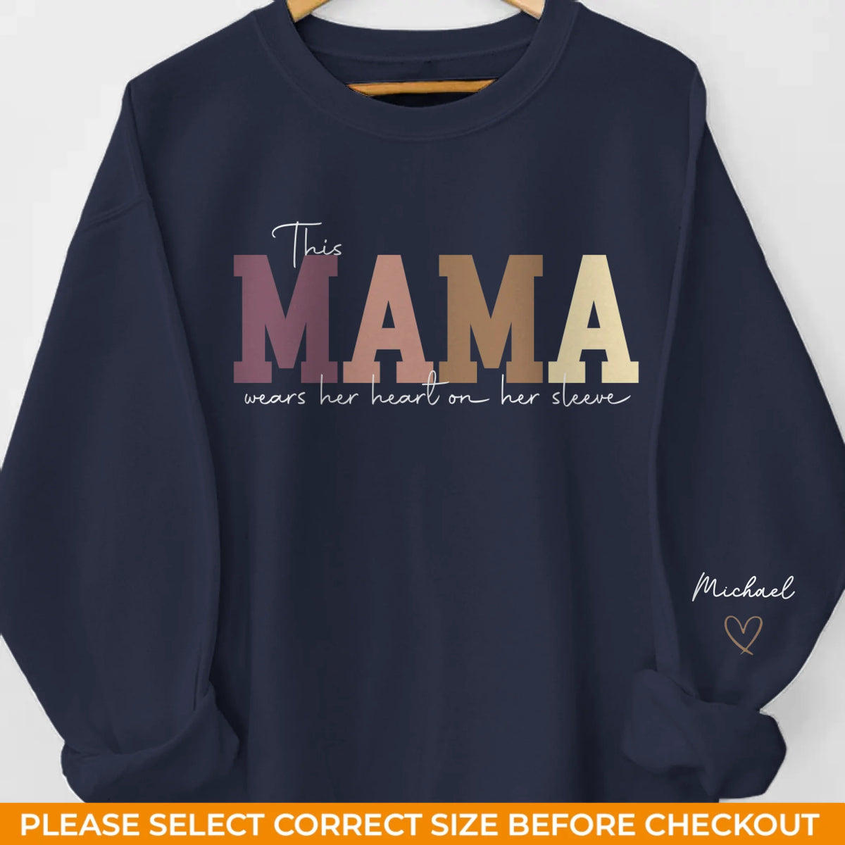 Mama’s Heart Leads The Way - Family Personalized Custom Unisex Sweatshirt, Hoodie With Design On Sleeve - Gift For Mom, Grandma