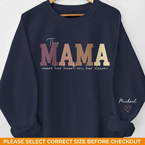 Mama’s Heart Leads The Way - Family Personalized Custom Unisex Sweatshirt, Hoodie With Design On Sleeve - Gift For Mom, Grandma