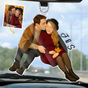 Custom Photo Acrylic Car Ornament - Personalized Anniversary Wedding Gifts For Husband And Wife, Him And Her - Love Never Ends
