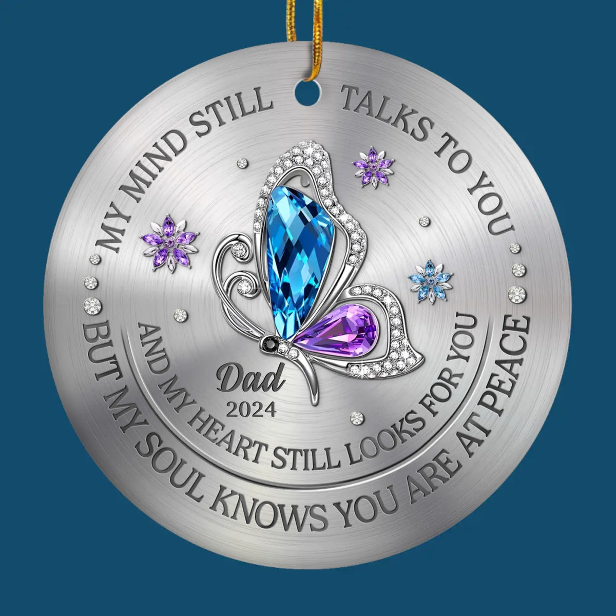 Mon esprit te parle toujours et mon cœur te cherche toujours - Ornement commémoratif personnalisé personnalisé - Forme ronde en céramique - Cadeau de condoléances, cadeau de Noël pour les membres de la famille