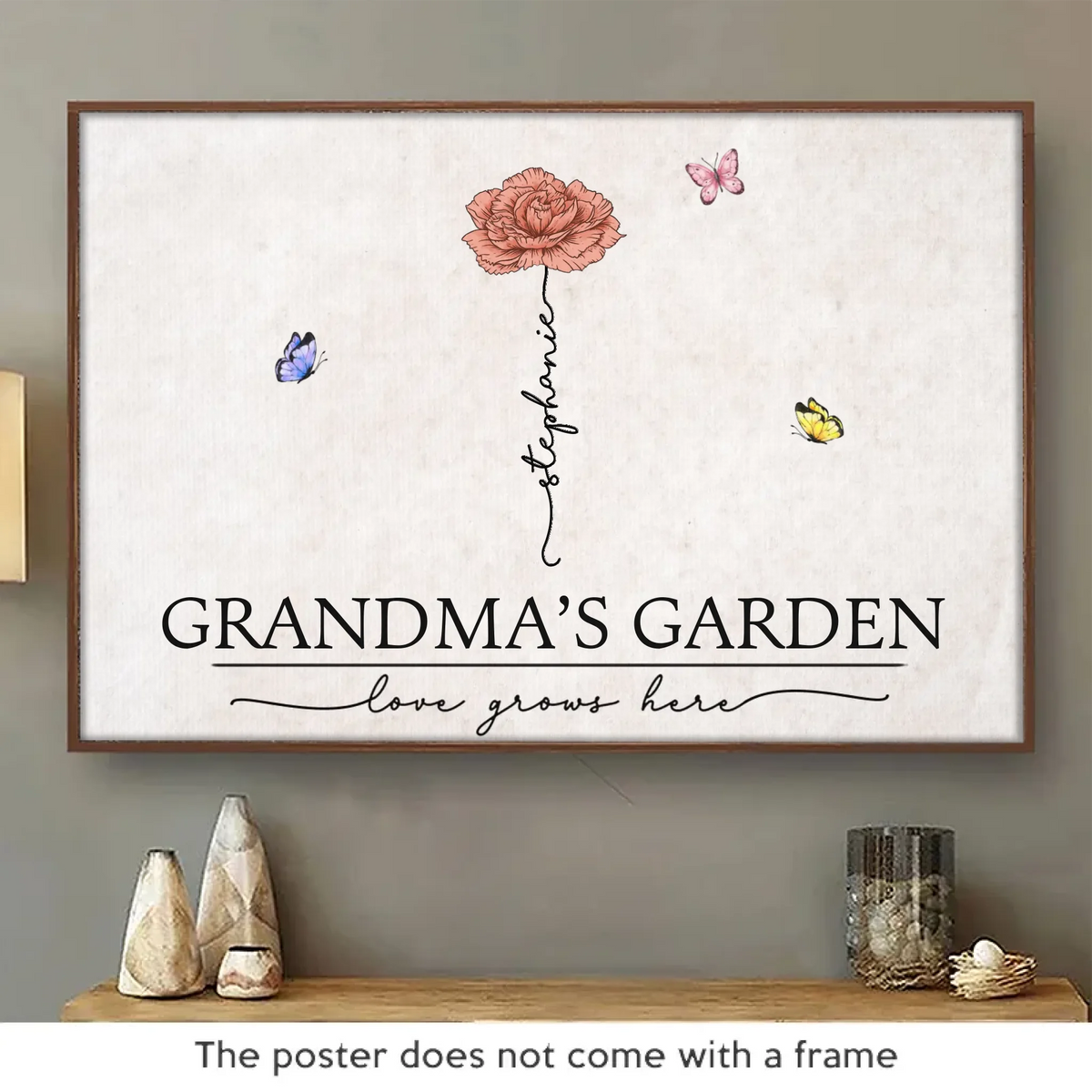 Une grand-mère, c'est l'amour qu'on ne se lasse jamais - Affiche horizontale personnalisée pour la famille - Fête des Mères, cadeau pour grand-mère