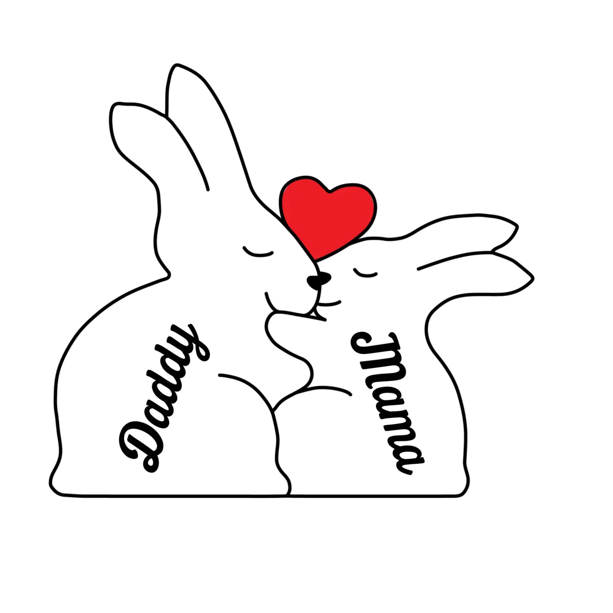 Amour et Lapins - Puzzle en bois personnalisé en forme de lapin - Sculptures d'animaux en bois, ornements de table en bois sculpté, décoration en bois sculpté - Cadeau pour les membres de la famille