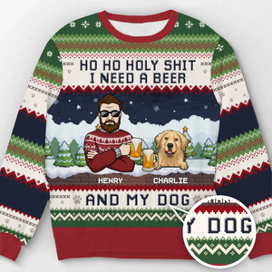 Nous avons besoin d'une bière et de nos chats - Sweat-shirt moche personnalisé pour chien et chat - Pull en laine unisexe - Cadeau de Noël pour mari, femme, propriétaires d'animaux, amoureux des animaux