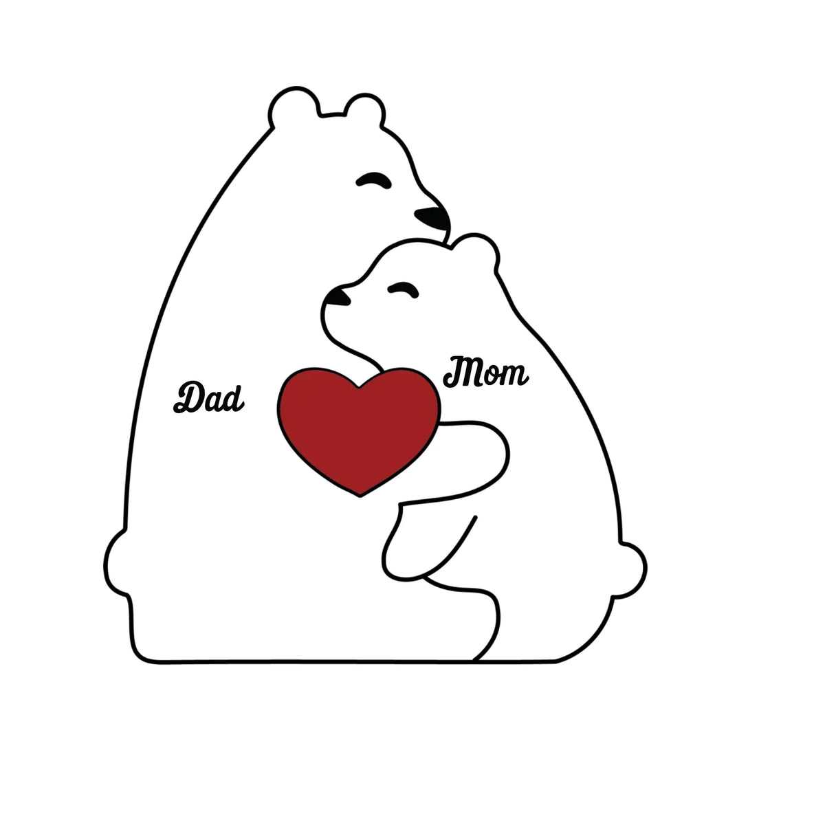 In Time Of Test, Family Is Best - Family Personalized Custom Bear Shaped Wooden Art Puzzle - Wooden Pet Carvings, Wood Sculpture Table Ornaments, Carved Wood Decor - Gift For Family Members