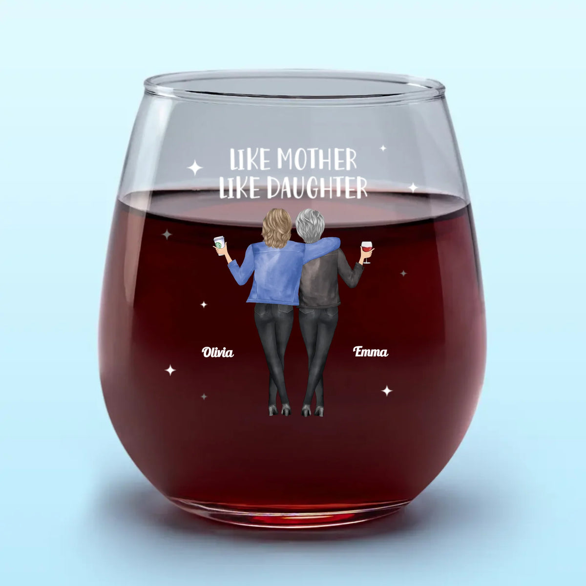Mère et fille, un mariage parfait - Verre à vin personnalisé pour toute la famille - Cadeau pour maman et fille