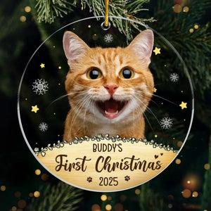 Photo personnalisée : « Mon animal de compagnie m'apporte la joie de Noël » – Décoration personnalisée pour chien et chat – Acrylique – Cadeau de Noël pour les propriétaires et les amoureux des animaux