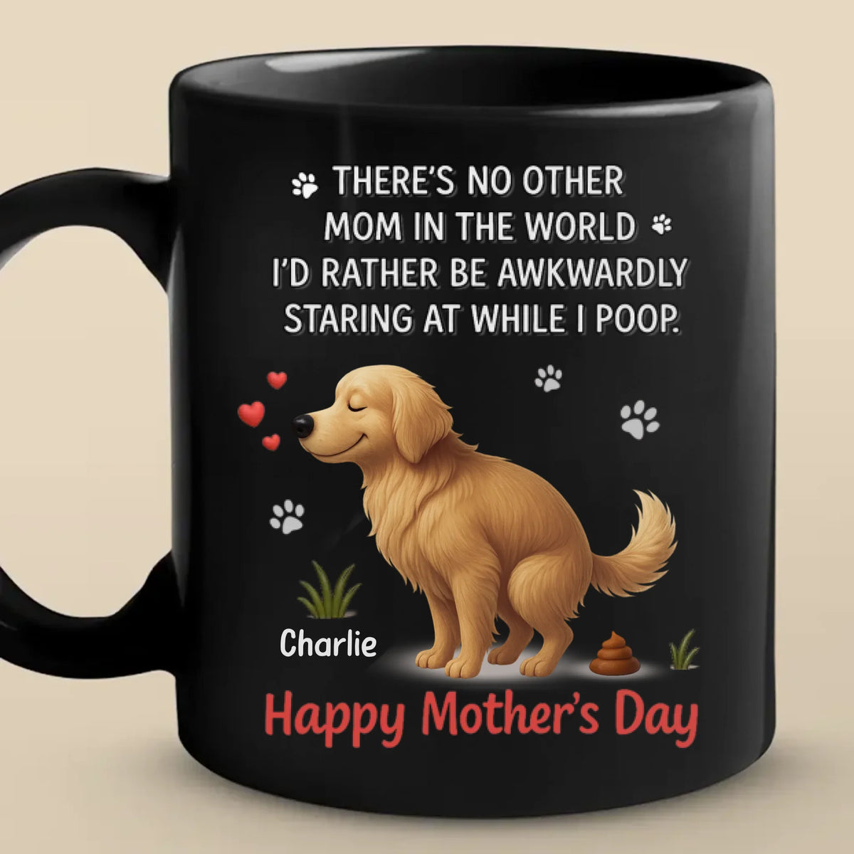 L'amour d'une maman ne sent pas mauvais - Mug noir personnalisé pour chien - Fête des Mères, cadeau pour les propriétaires d'animaux et les amoureux des animaux