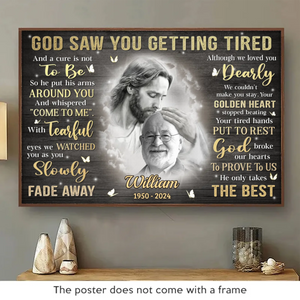 Photo personnalisée « Dieu vous aime quoi qu'il arrive » - Affiche horizontale personnalisée commémorative - Cadeau de condoléances pour les membres de la famille